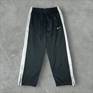 Nike Baggy Dri-Fit Sz Large Y2K Swoosh Wide Leg Sweat Track Striped Black Pants